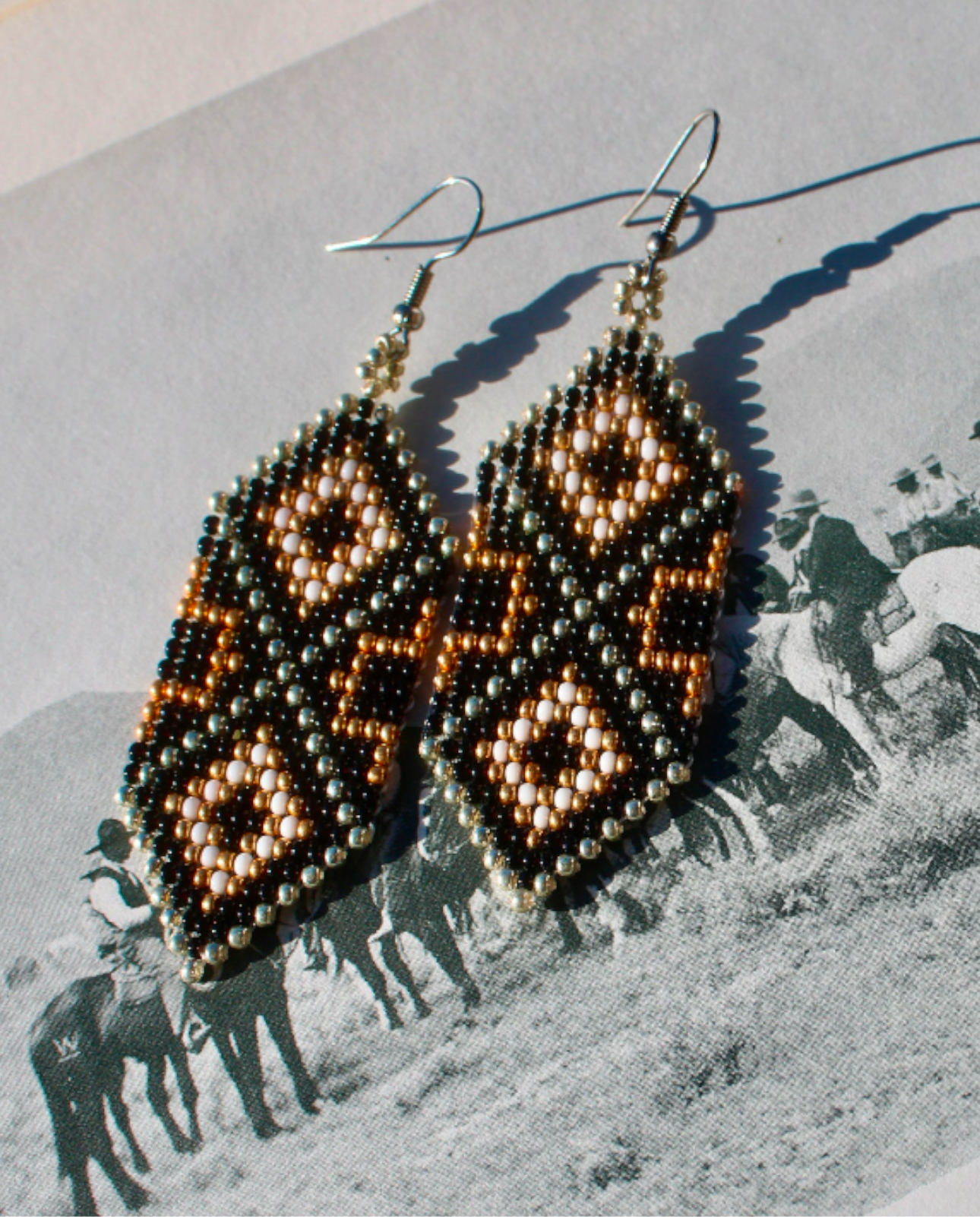 Black Diamond Beaded Earrings