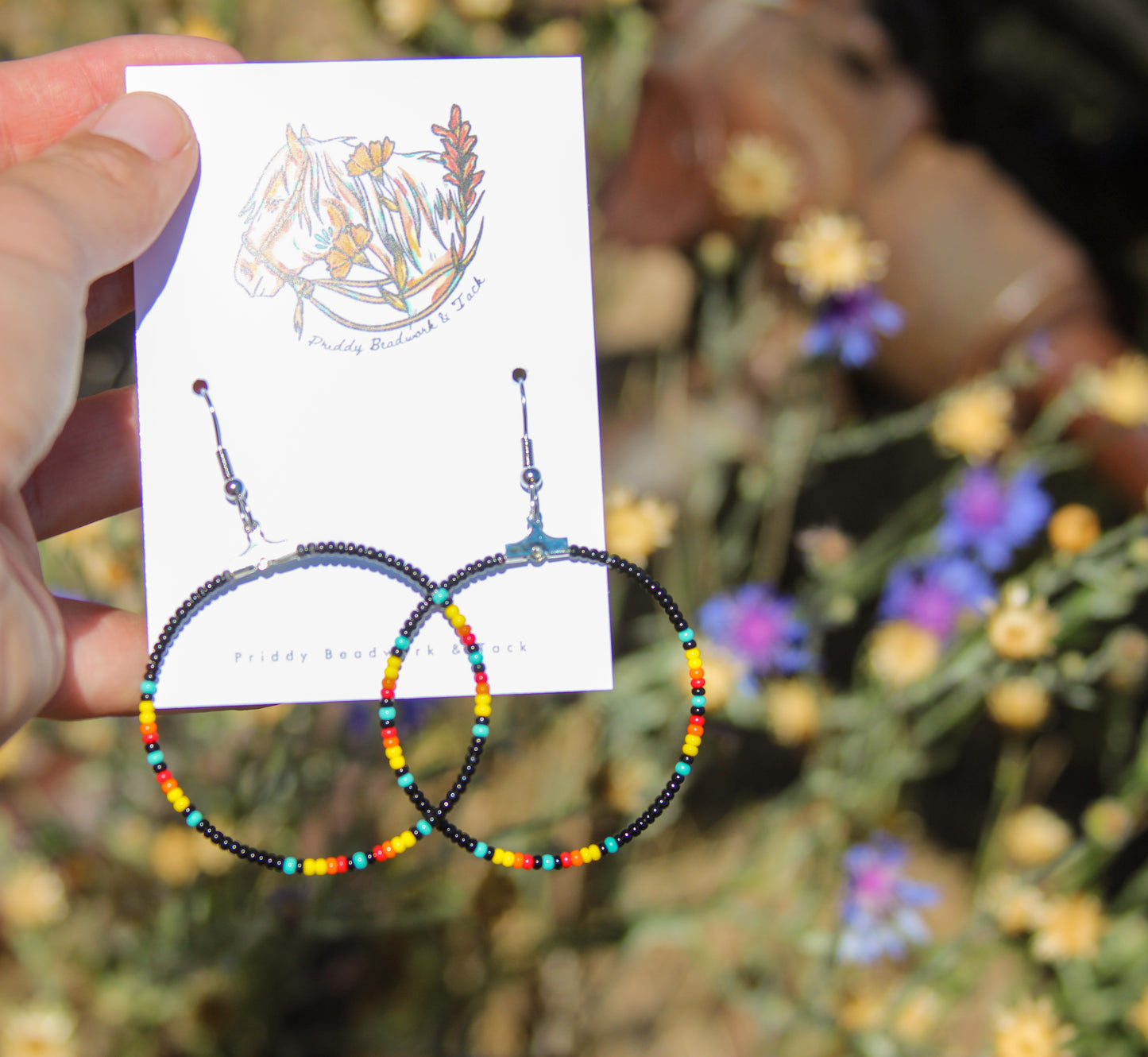 Beaded Hoops-Black