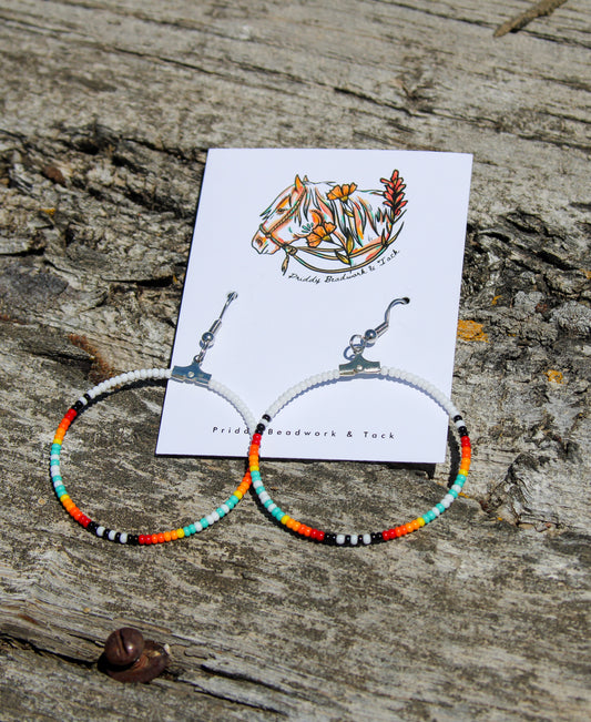 Beaded Hoops-White