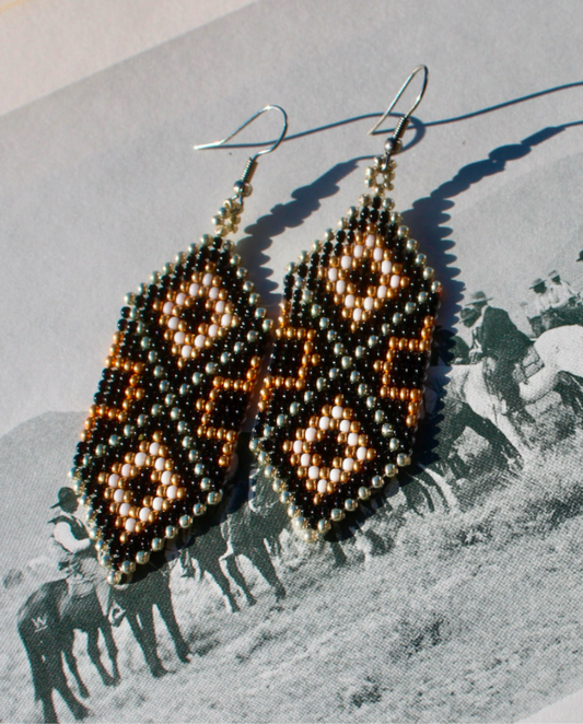 Black Diamond Beaded Earrings