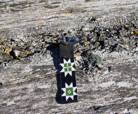 Black quilt square keychain