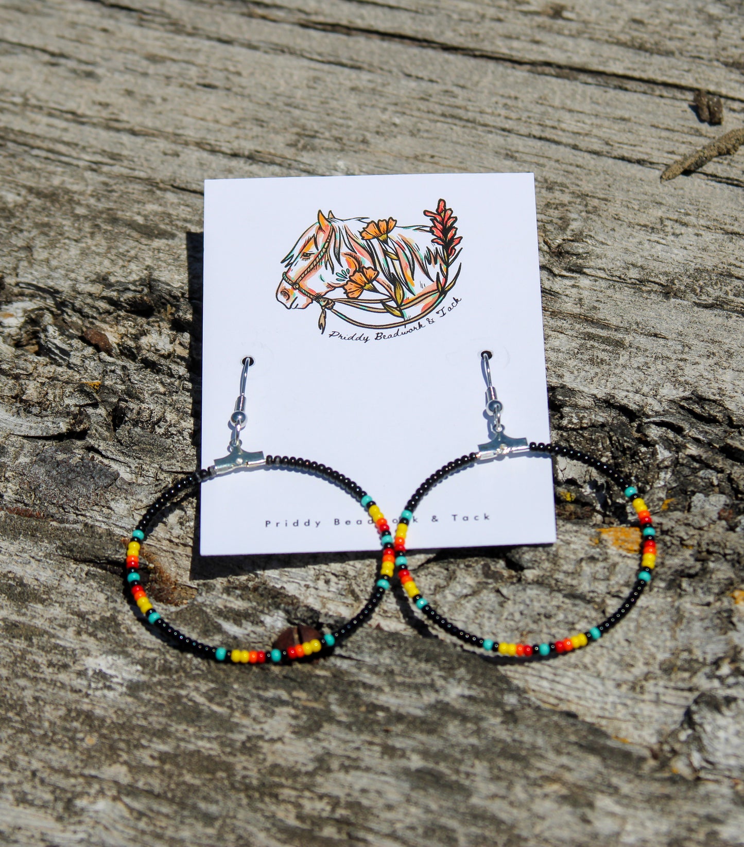 Beaded Hoops-Black