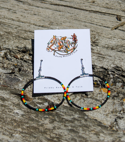 Beaded Hoops-Black
