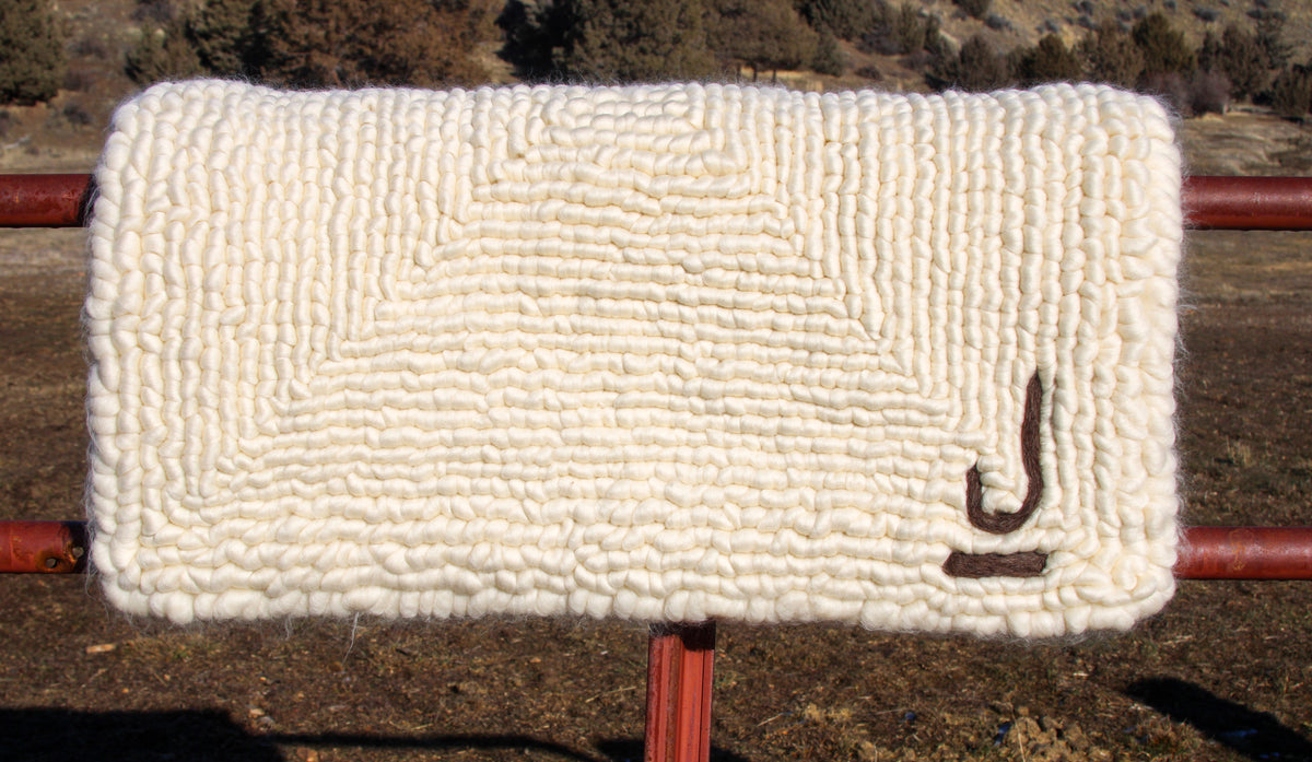 32x32x2” Natural Pulled Wool Saddle Pad with brand or initials