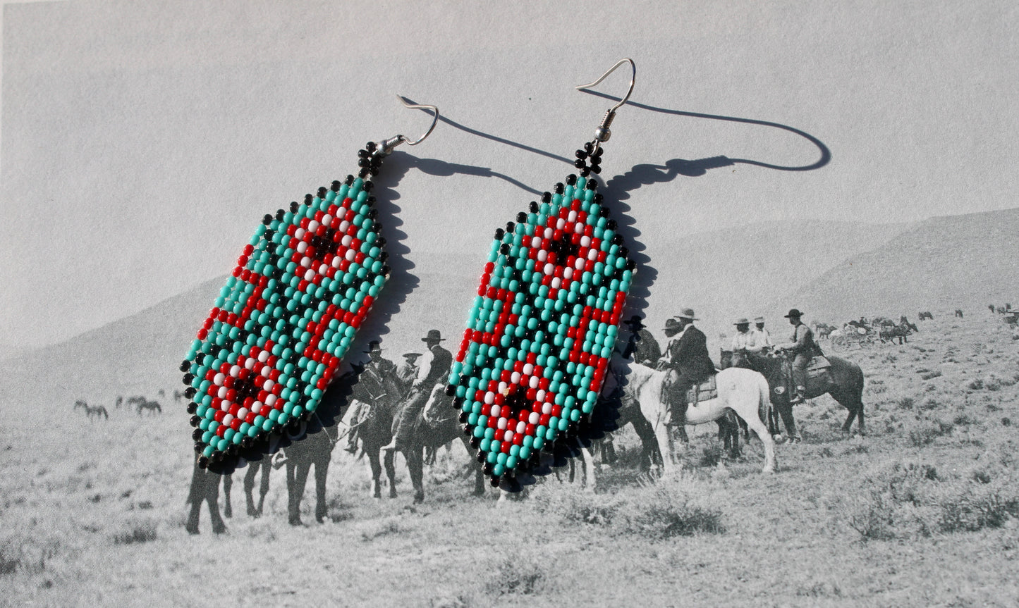 Turquoise Base Diamond Beaded Earrings