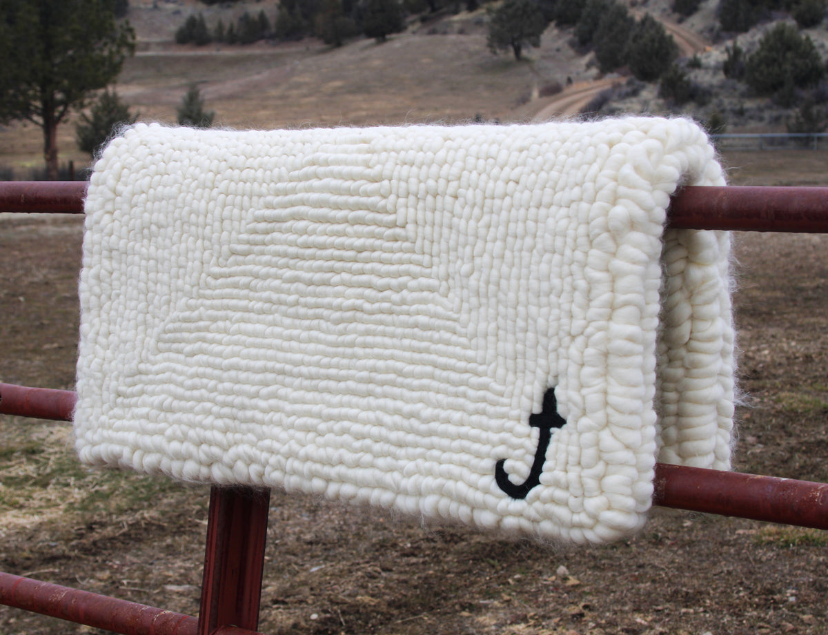 32x32x2” Natural Pulled Wool Saddle Pad with brand or initials